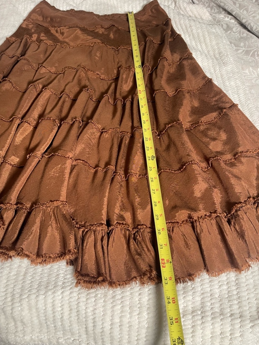 Planet Gold Tiered A-Line Skirt in Rust - Picture 4 of 5